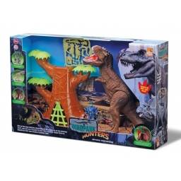 DINO T-REX  CON EL ARBOL MISTERIOSO  Y CAZADOR DINOPARK HUNTERS