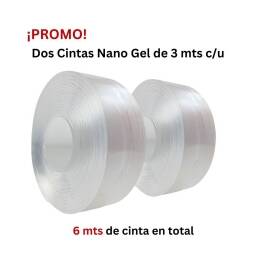 2 CINTAS DE NANO GEL LAVABLE DOBLE FAZ TRANSPARENTE 6 METROS EN TOTAL