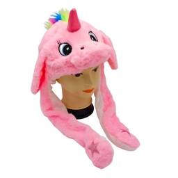 GORRO NIO INFANTIL MUEVE OREJAS CON LUCES LED UNICORNIO ROSADO