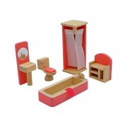 SET MUEBLES MADERA BAO BATHROOM 5 PIEZAS JUGUETE