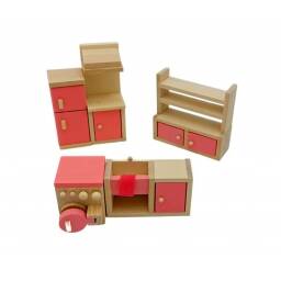 SET MUEBLES MADERA COCINA KITCHEN 5 PIEZAS JUGUETE