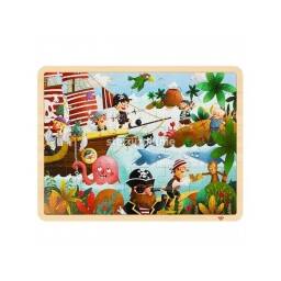 PUZZLE ROMPECABEZAS EN MADERA BARCO PIRATA 48 PIEZAS INFANTIL