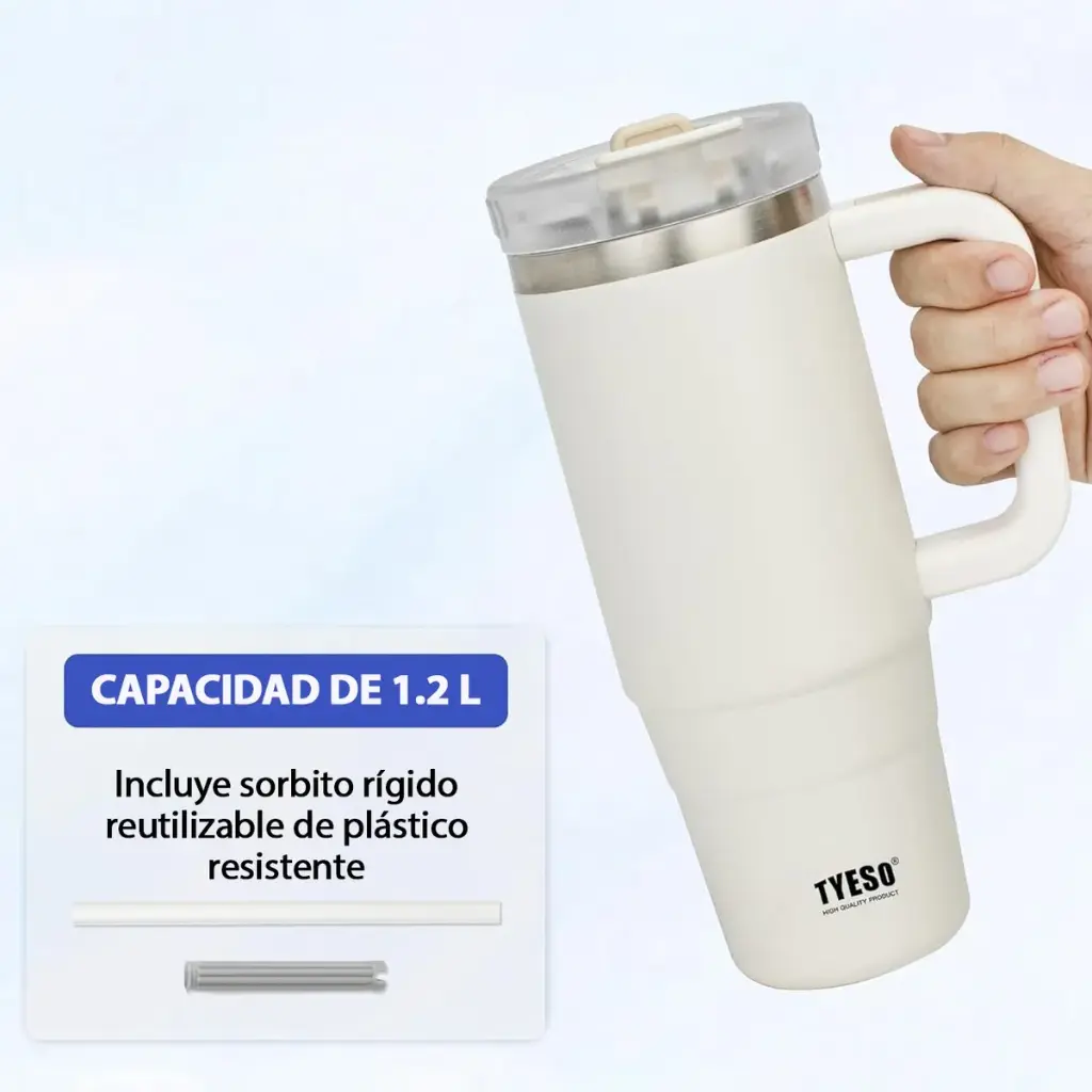 Vaso Térmico Jarro Tyeso 1.2 L Acero Asa Sorbito Aislamiento