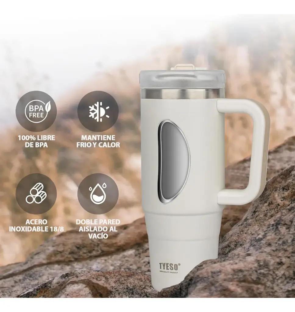 Vaso Térmico Jarro Tyeso 1.2 L Acero Asa Sorbito Aislamiento