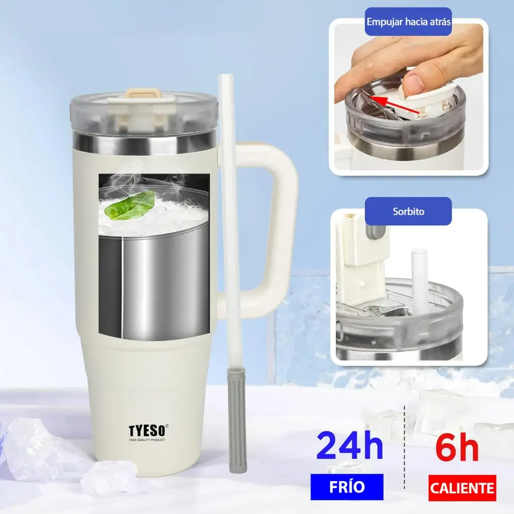 Vaso Térmico Jarro Tyeso 1.2 L Acero Asa Sorbito Aislamiento