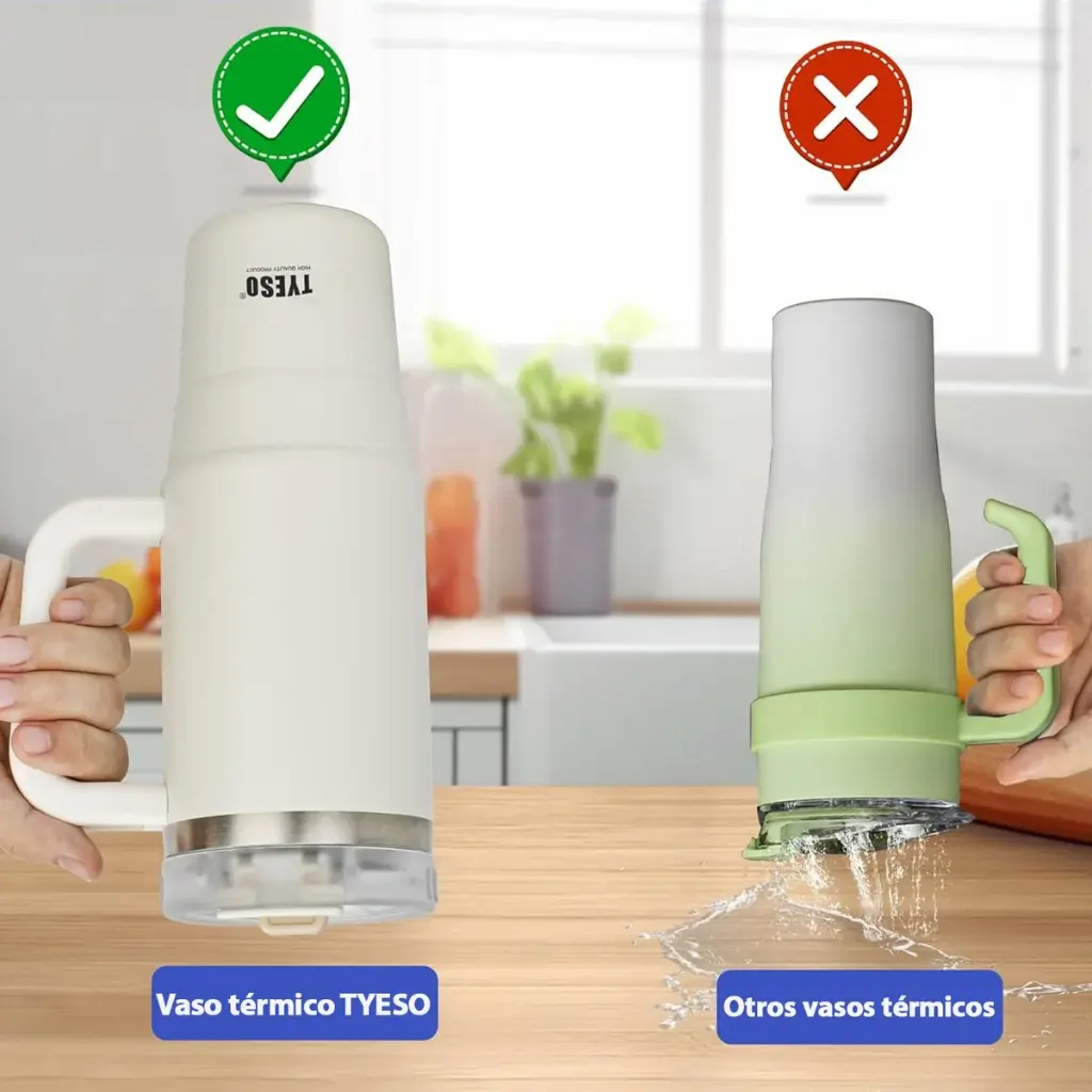 Vaso Térmico Jarro Tyeso 1.2 L Acero Asa Sorbito Aislamiento