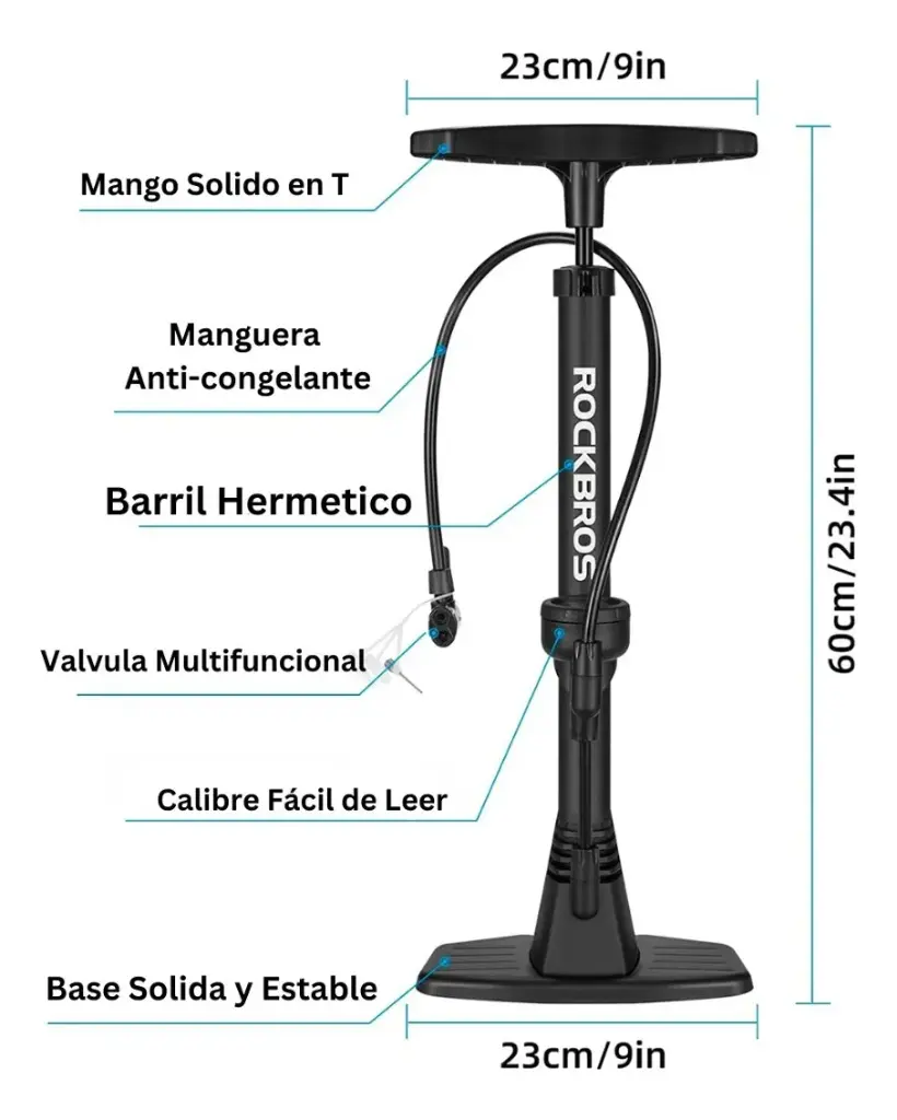 Inflador De Piso Con Medidor De Alta Presion