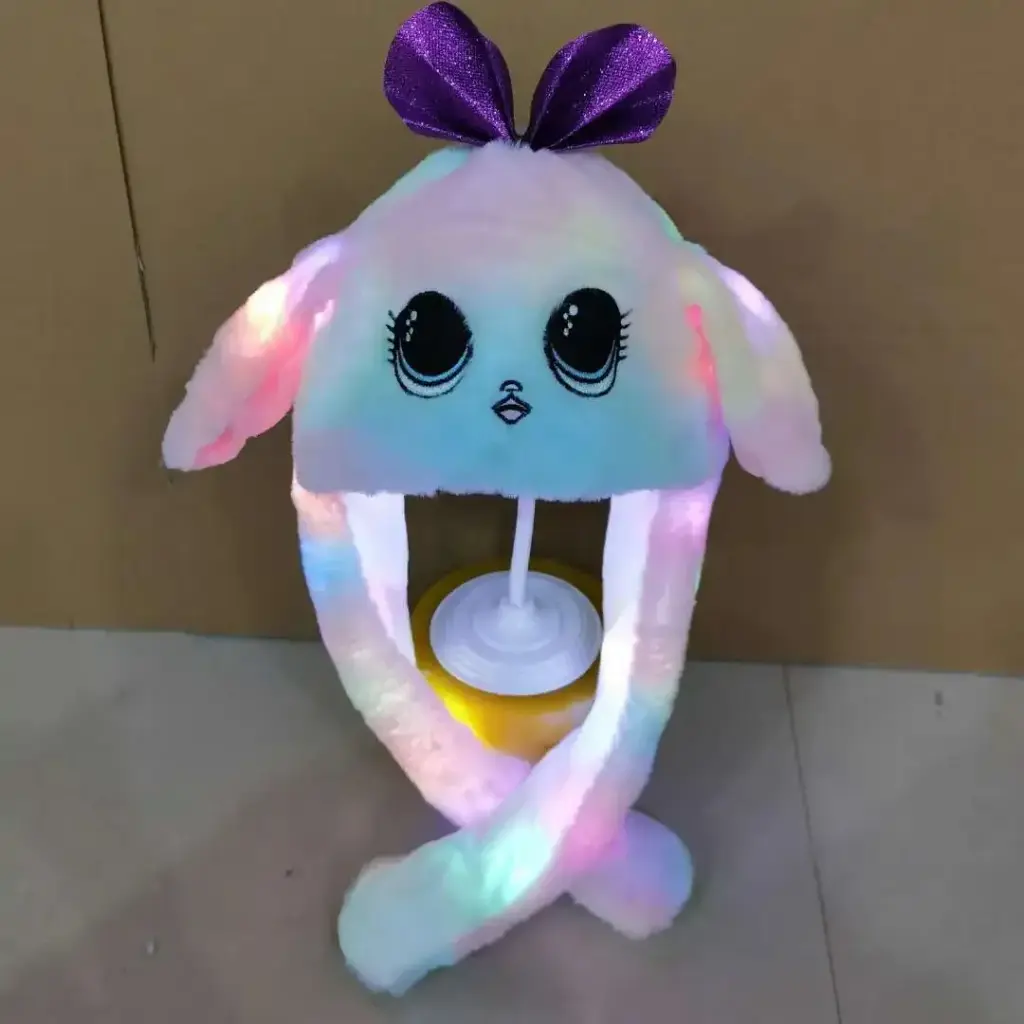 Gorro Infantil Abrigado Mueve Orejas Arcoiris Con Luces Niño