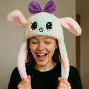 Gorro Infantil Abrigado Mueve Orejas Arcoiris Con Luces Niño