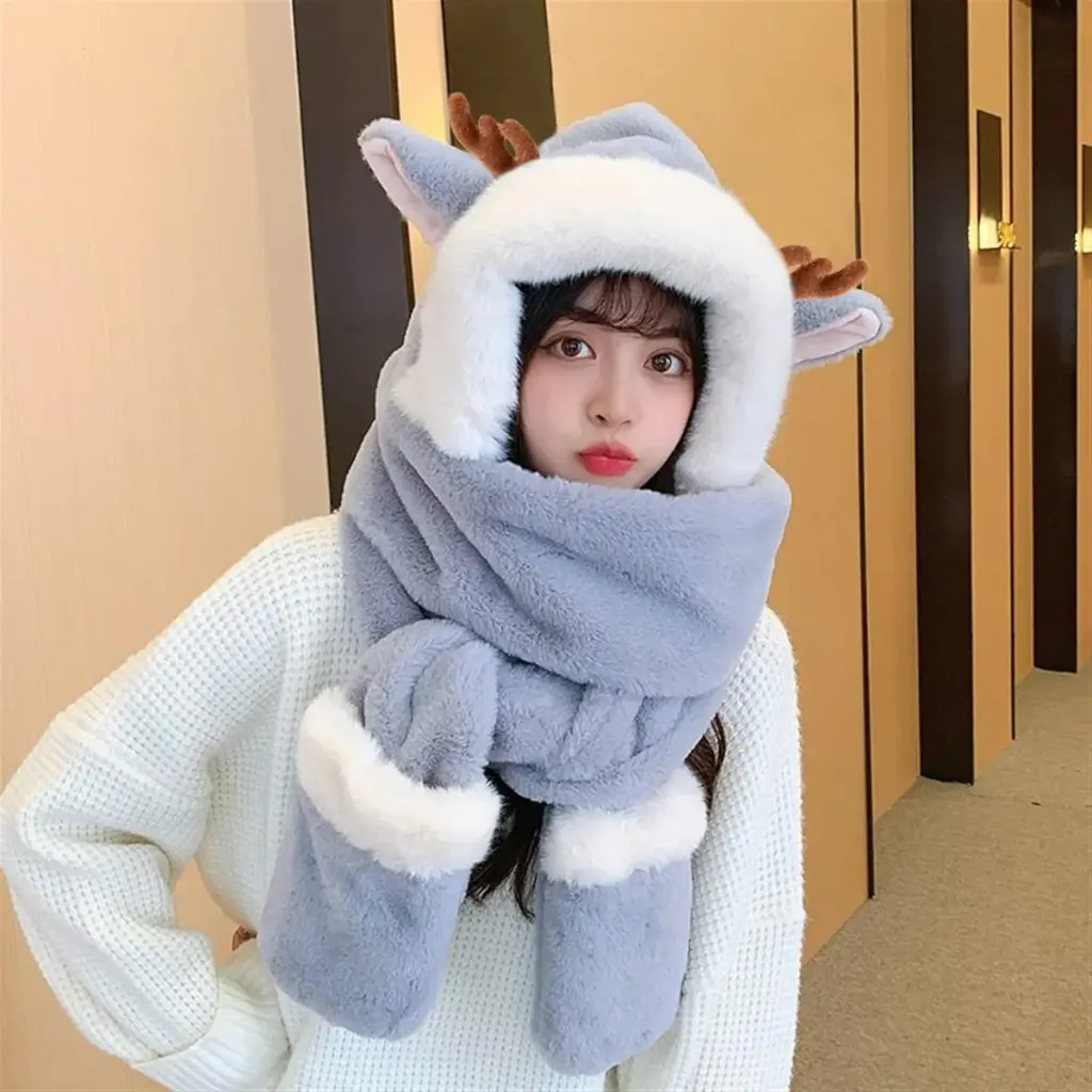 Gorro Bufanda 3 En 1 Abrigado Invierno Polar Oso Alce