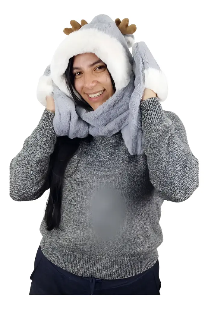 Gorro Bufanda 3 En 1 Abrigado Invierno Polar Oso Alce