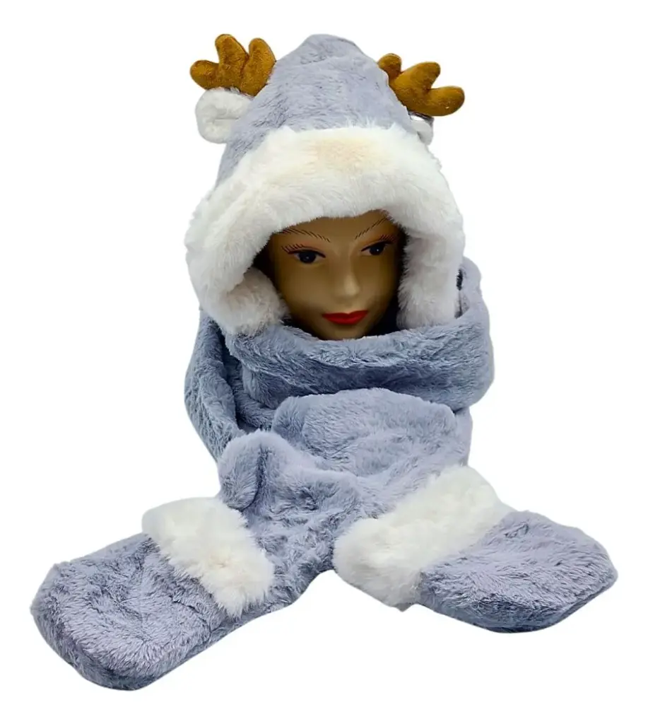 Gorro Bufanda 3 En 1 Abrigado Invierno Polar Oso Alce