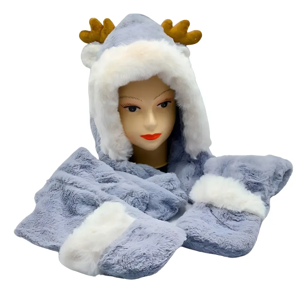 Gorro Bufanda 3 En 1 Abrigado Invierno Polar Oso Alce