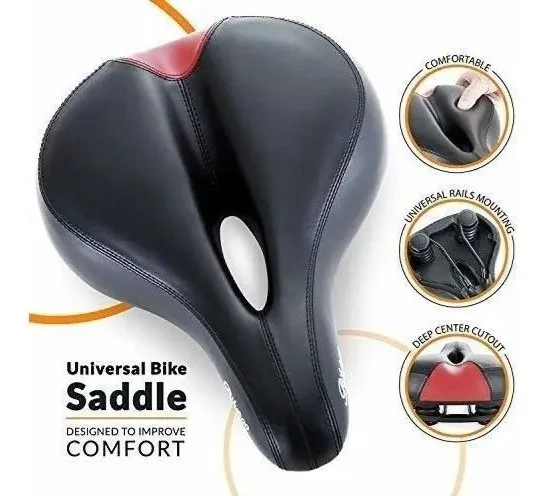 Asiento Negro Bicicleta Cómodo Antiprostatico Atrás Rojo