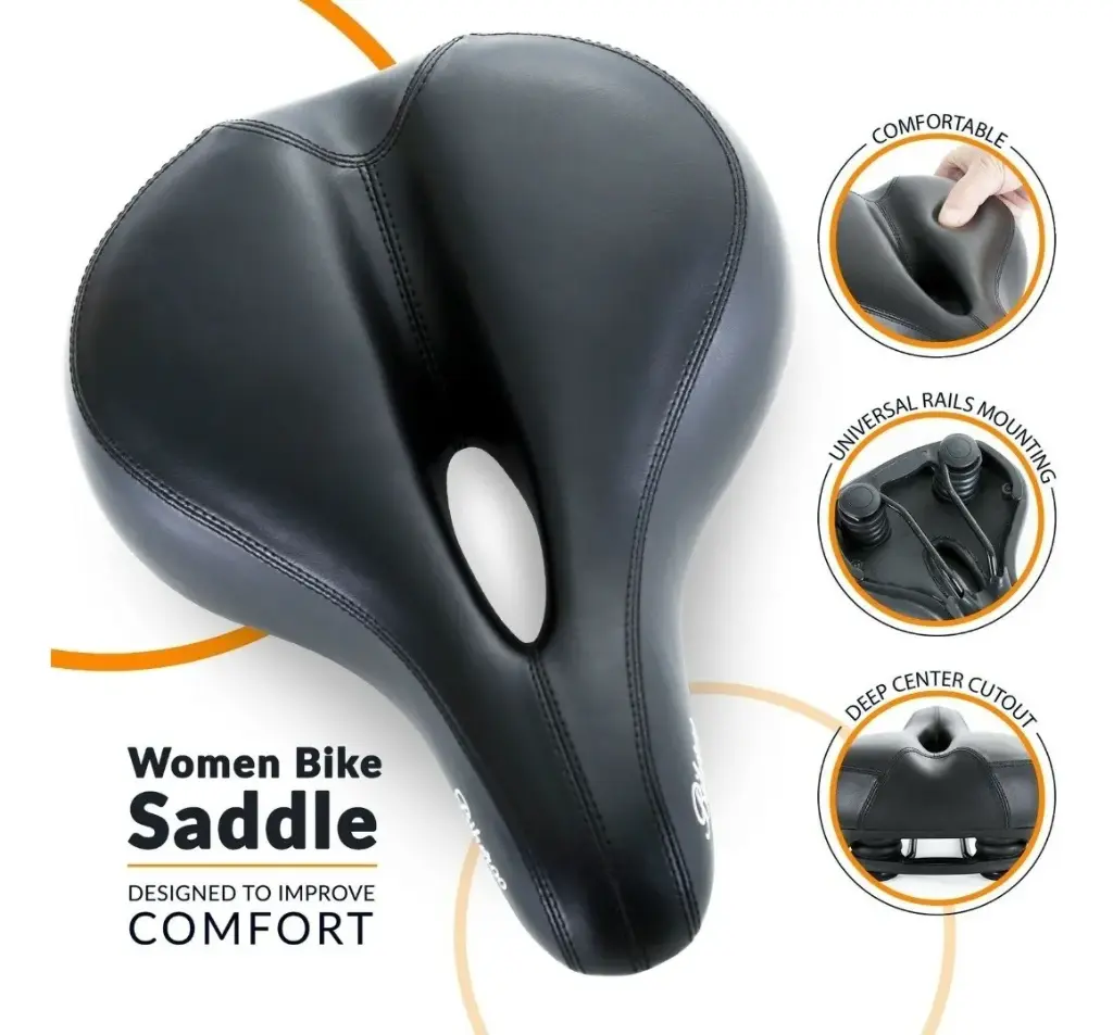 Asiento Negro Bicicleta Cómodo Antiprostatico Atrás Rojo