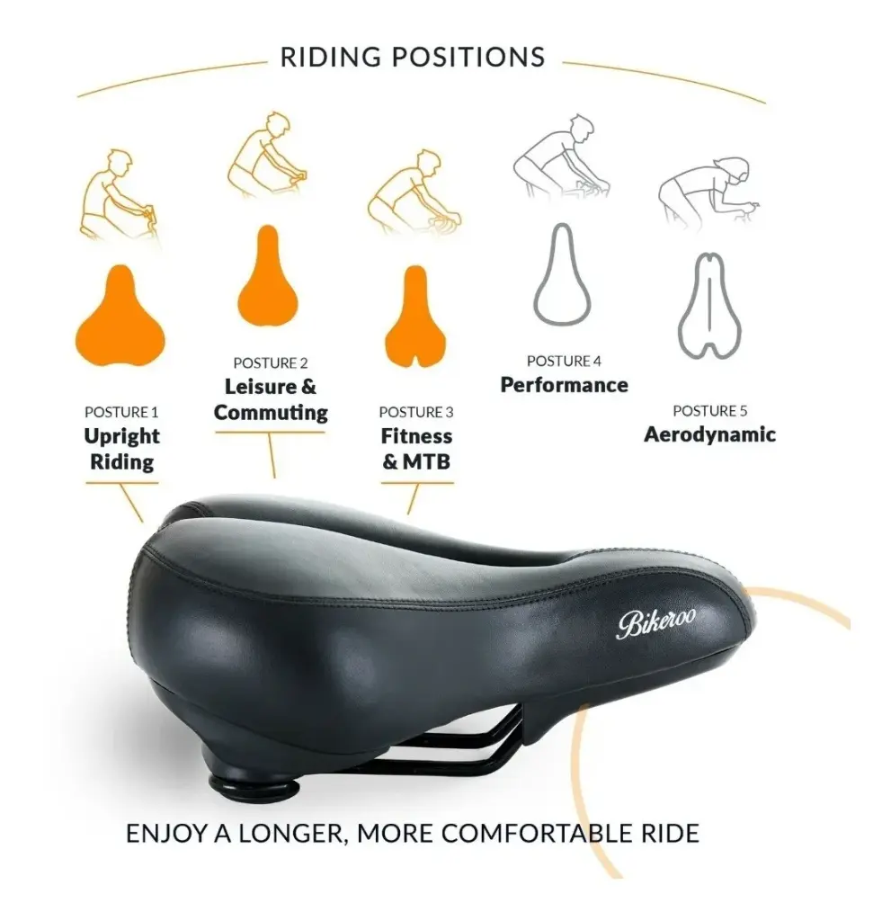 Asiento Negro Bicicleta Cómodo Antiprostatico Atrás Rojo