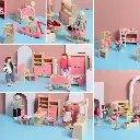 Combo Familia + 6 Salas Del Hogar En Madera Juguete