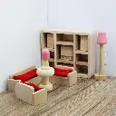 Combo Familia + 6 Salas Del Hogar En Madera Juguete