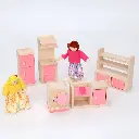 Combo Familia + 6 Salas Del Hogar En Madera Juguete