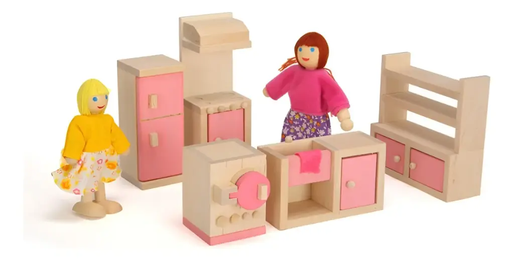 Set Muebles Madera Cocina Kitchen 5 Piezas Juguete Casita