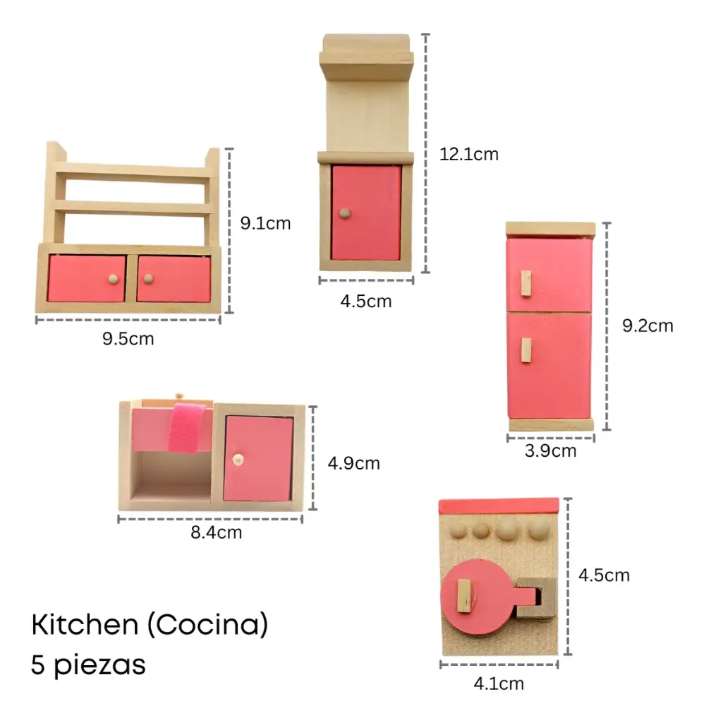 Set Muebles Madera Cocina Kitchen 5 Piezas Juguete Casita