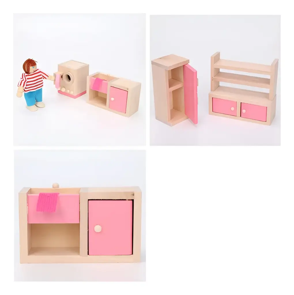 Set Muebles Madera Cocina Kitchen 5 Piezas Juguete Casita