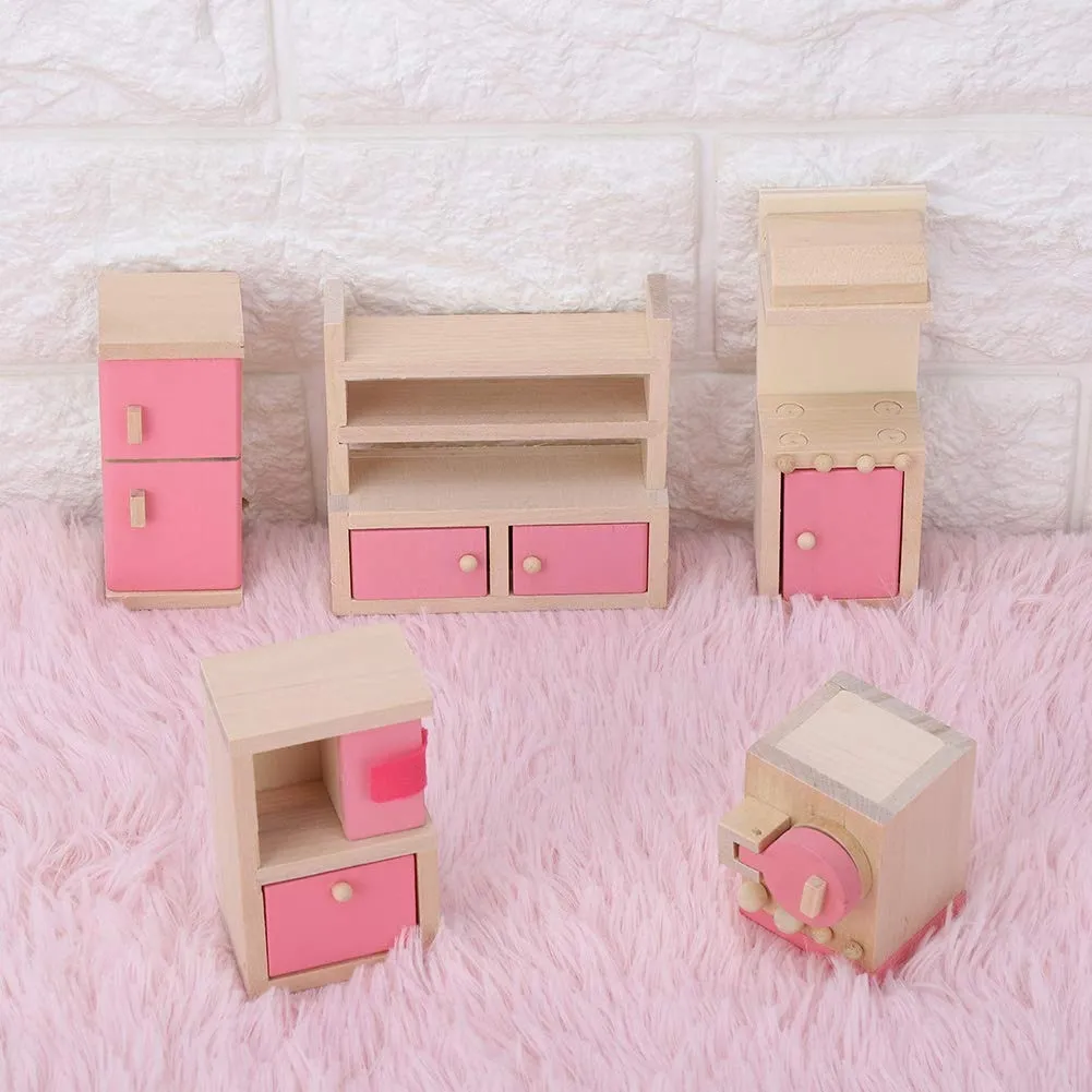 Set Muebles Madera Cocina Kitchen 5 Piezas Juguete Casita