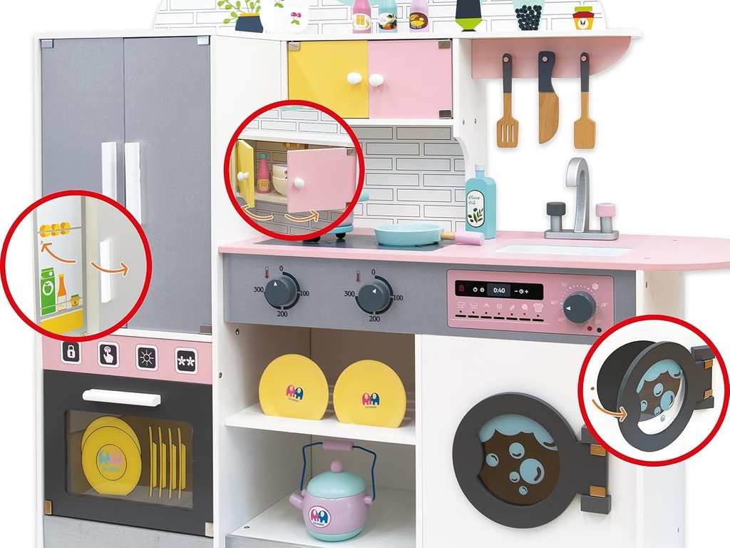 Cocina De Madera Completa Con Heladera Lavarropa Accesorios®