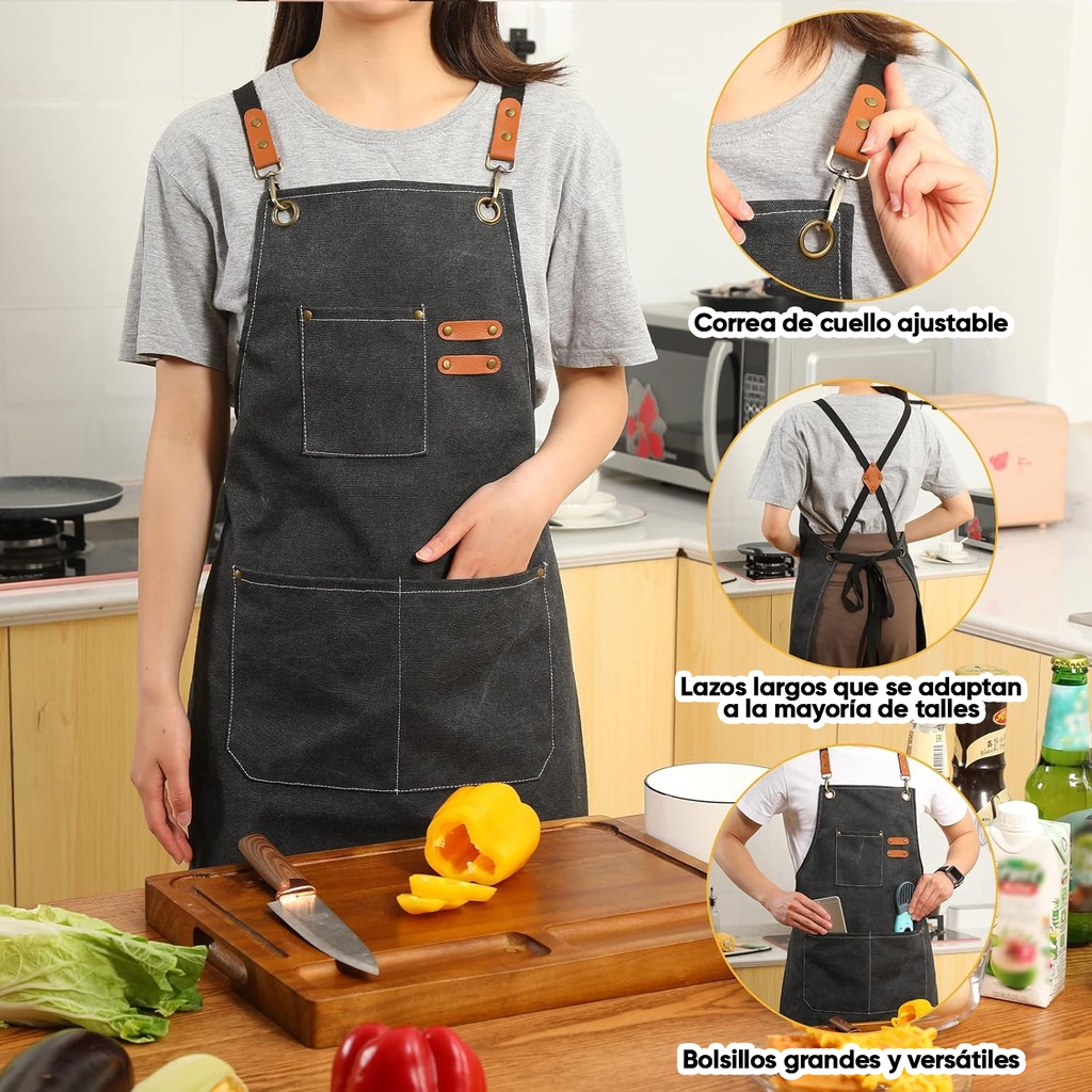 Delantal Gastronómico Unisex Jean Cocina Barbería Asado Chef