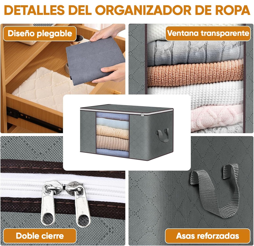Set Caja Organizadora X2 Ropa Guarda Mantas Frazadas Tela QL
