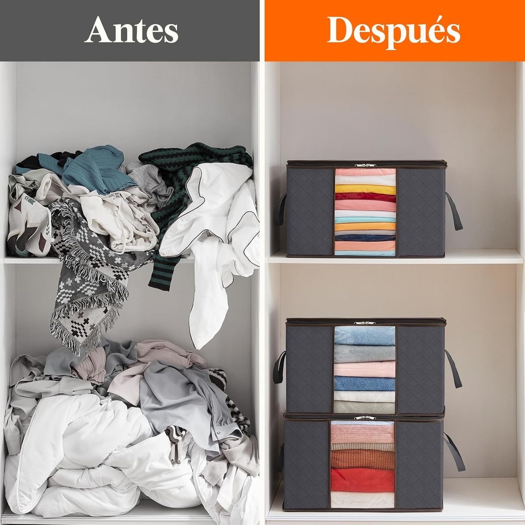Set Caja Organizadora X2 Ropa Guarda Mantas Frazadas Tela QL