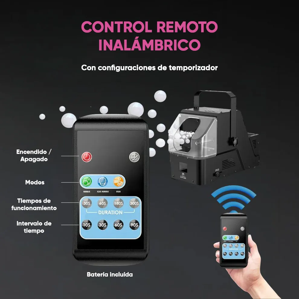 Maquina De Humo 450w Burbujas Fiesta Control Remoto Exterior