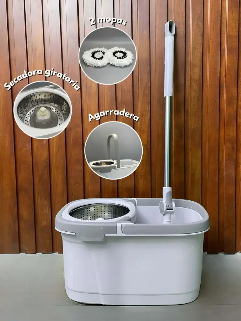 Mopa Giratoria Fuerte Y Duradera Escurridor En Metal