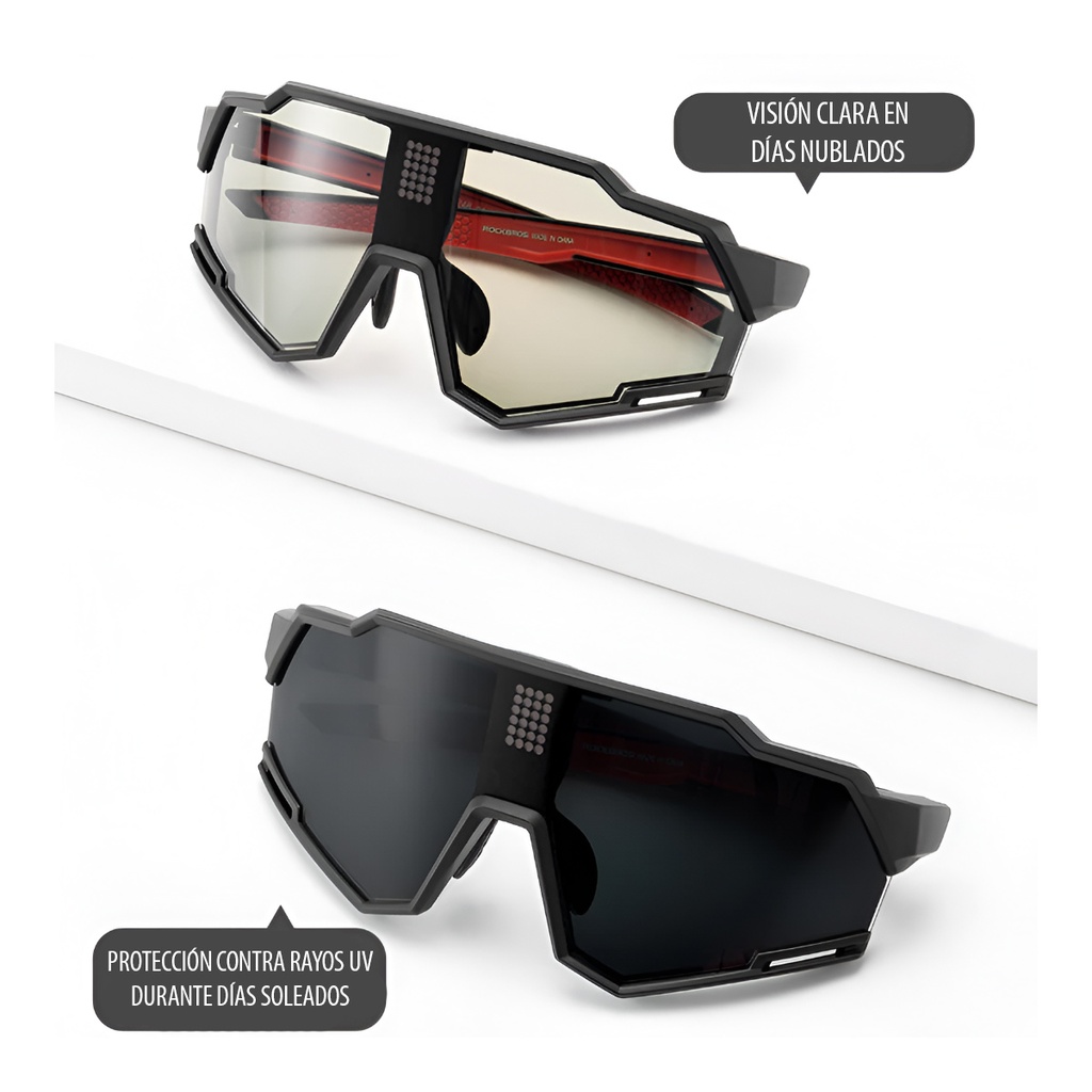Lentes Deportivos Rockbros Chip Inteligente Fotocromatico Uv