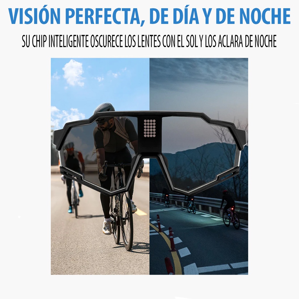 Lentes Deportivos Rockbros Chip Inteligente Fotocromatico Uv