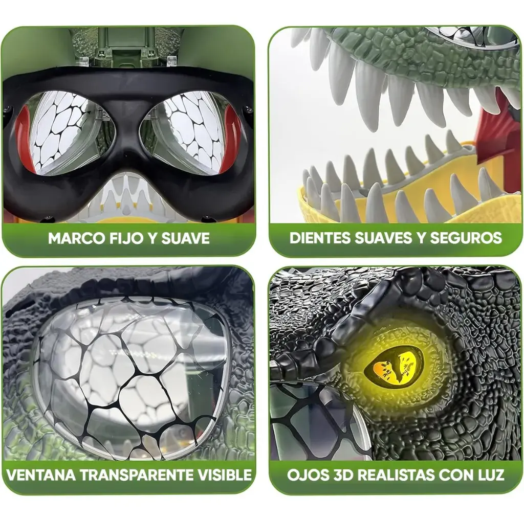 Mascara Dinosaurio Jurassic Luces Y Sonido Halloween