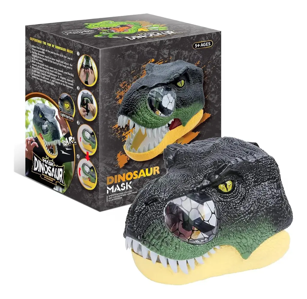 Mascara Dinosaurio Jurassic Luces Y Sonido Halloween