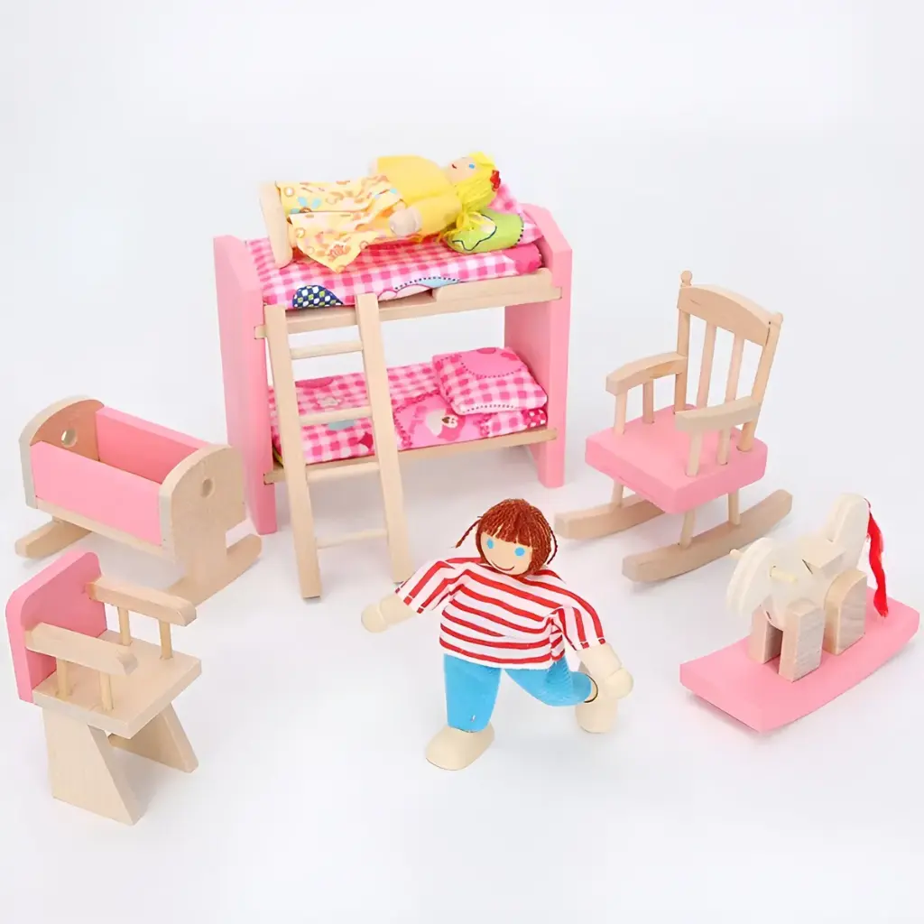 Set Muebles Madera Dormitorio Niños Kids Bedroom 10 Piezas