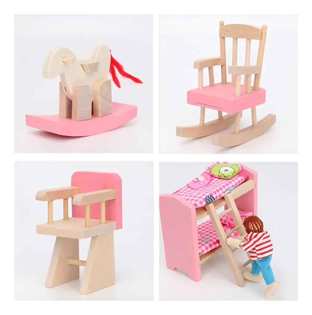 Set Muebles Madera Dormitorio Niños Kids Bedroom 10 Piezas