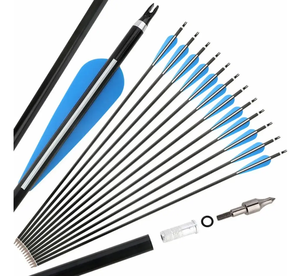 Set X5 Flecha Para Arco Fibra De Vidrio Y Punta Rosca 80 Cm