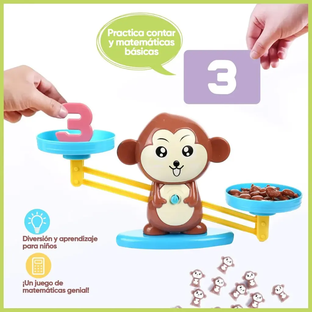 Juego Balanza Mono Aprende Matemáticas Montessori Para Niños 