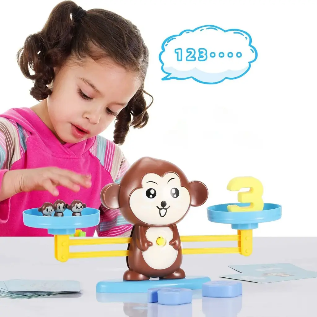 Juego Balanza Mono Aprende Matemáticas Montessori Para Niños 