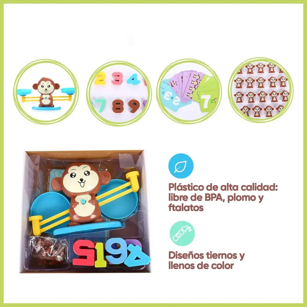 Juego Balanza Mono Aprende Matemáticas Montessori Para Niños 