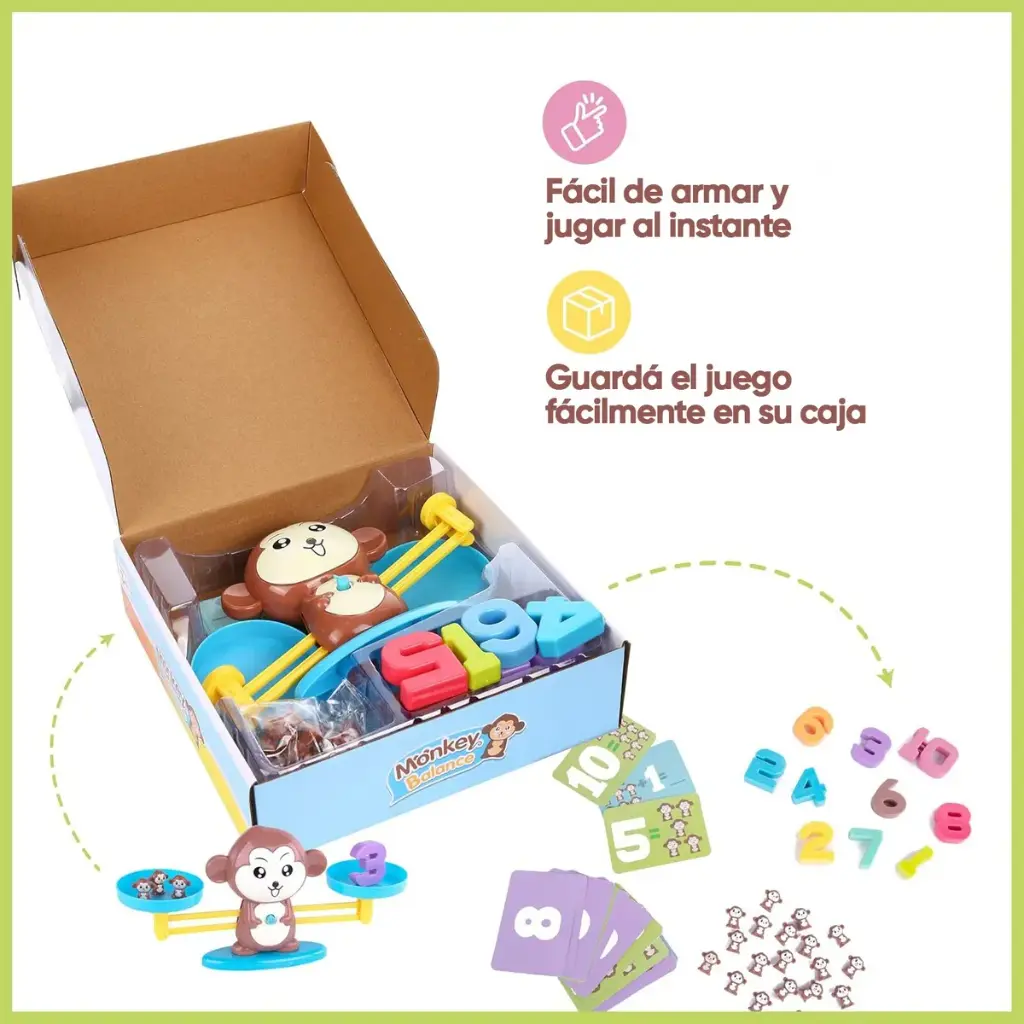 Juego Balanza Mono Aprende Matemáticas Montessori Para Niños 