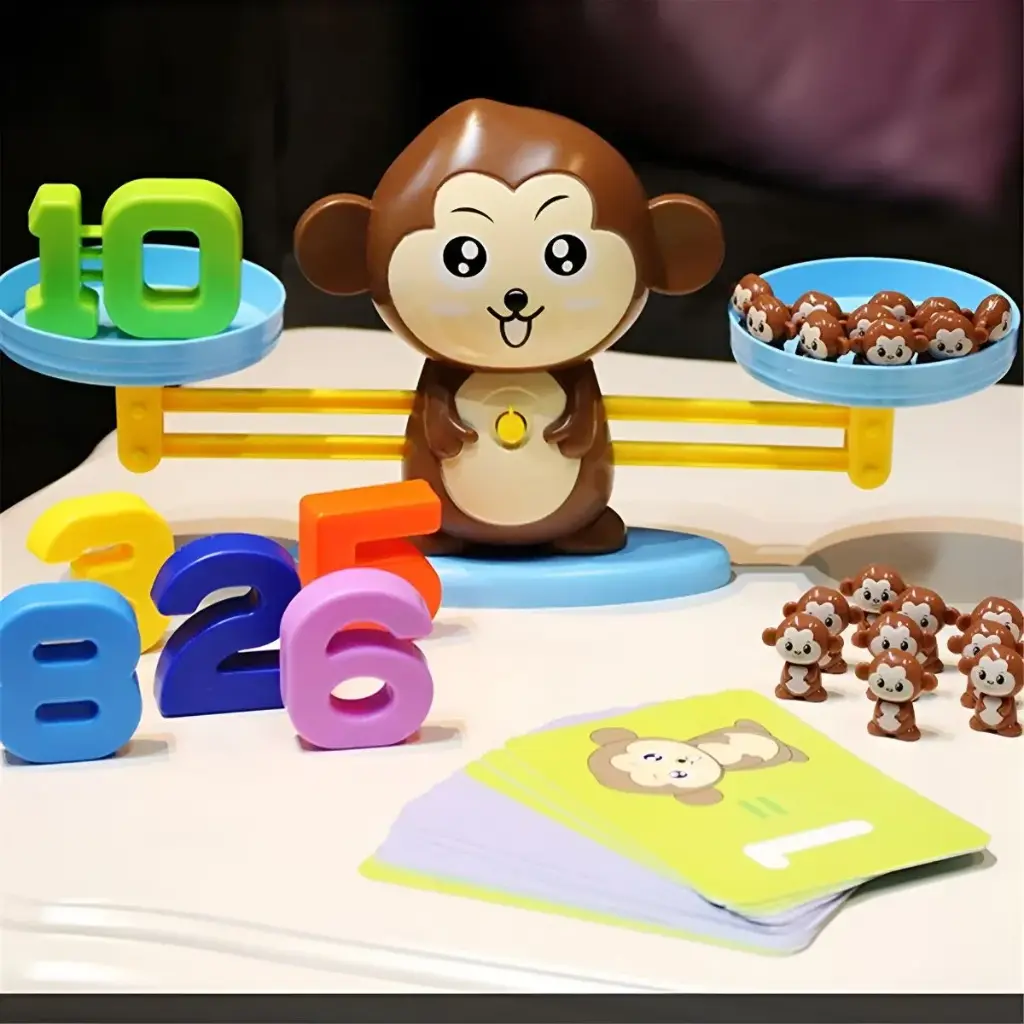 Juego Balanza Mono Aprende Matemáticas Montessori Para Niños 