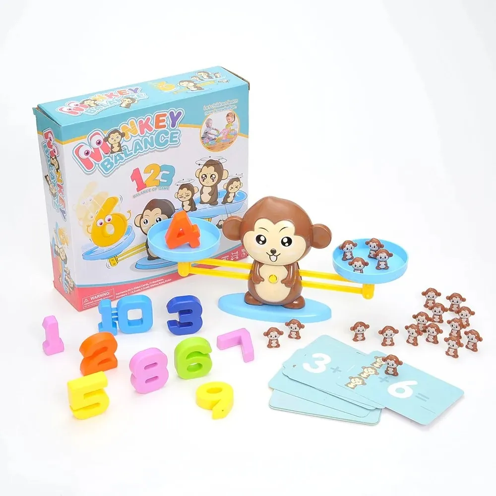 Juego Balanza Mono Aprende Matemáticas Montessori Para Niños 