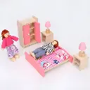 Set Muebles Madera Dormitorio Juguete Bedroom 9 Piezas Casa
