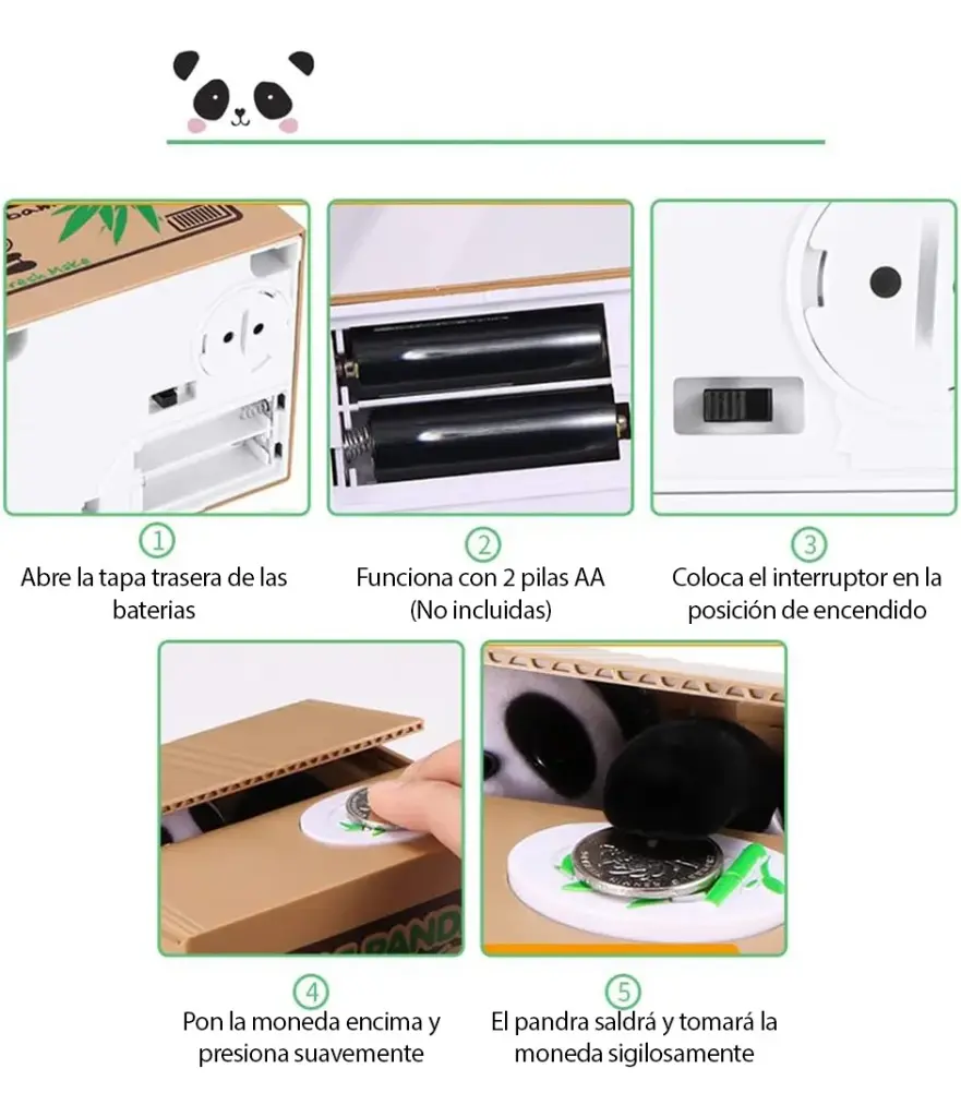Alcancía Para Niños Automatica Panda Caja Ahorro Movimiento