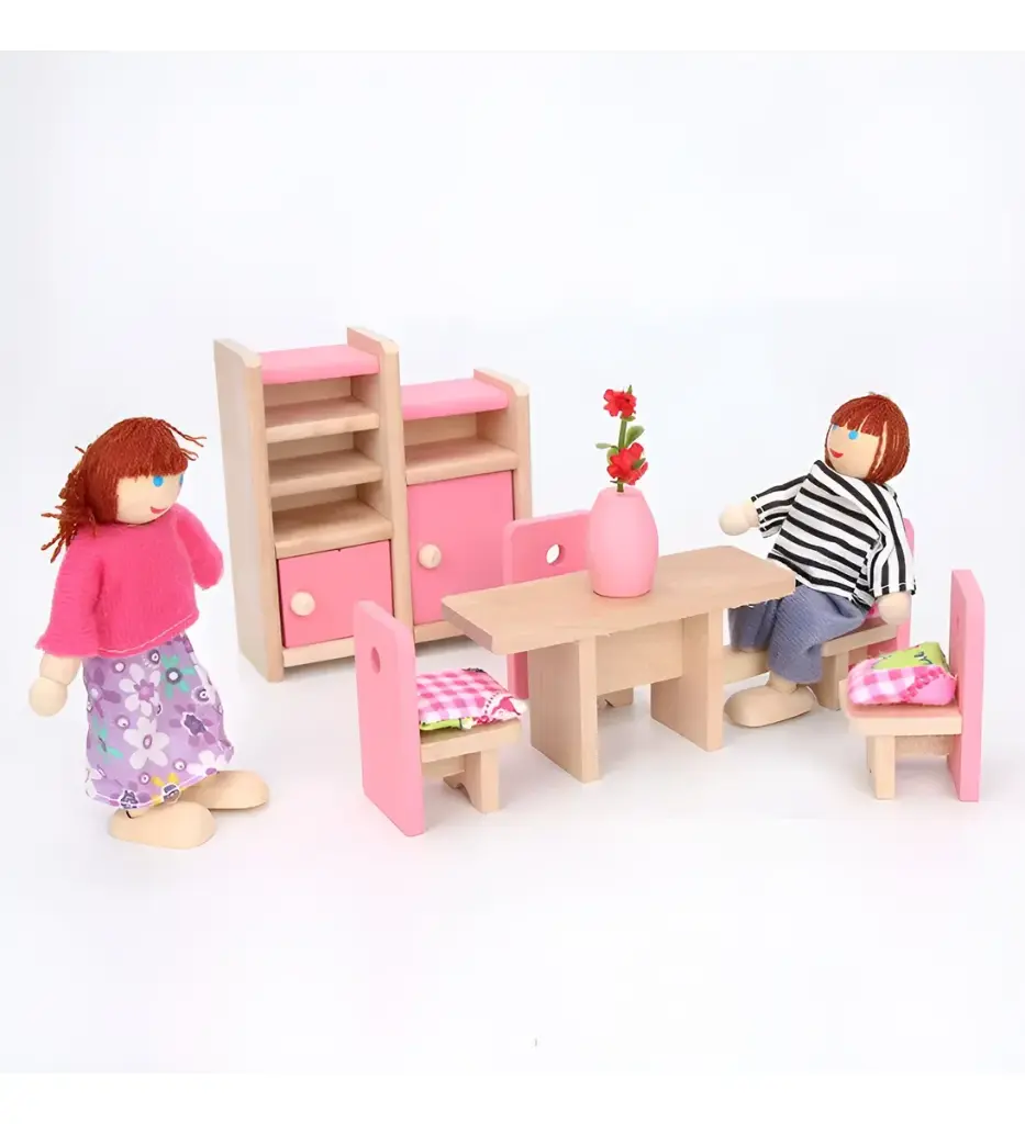 Set Muebles Madera Comedor Juguete Dining Room 12 Piezas