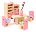 Set Muebles Madera Comedor Juguete Dining Room 12 Piezas